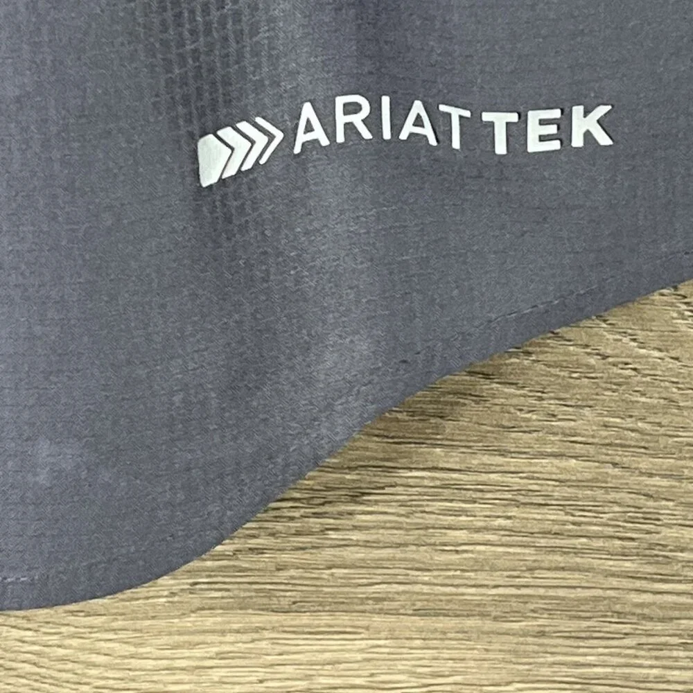 Ariat Tek Button Down Shirt Mens Med Gray  Performance Heat Series Button Up - Picture 13 of 14